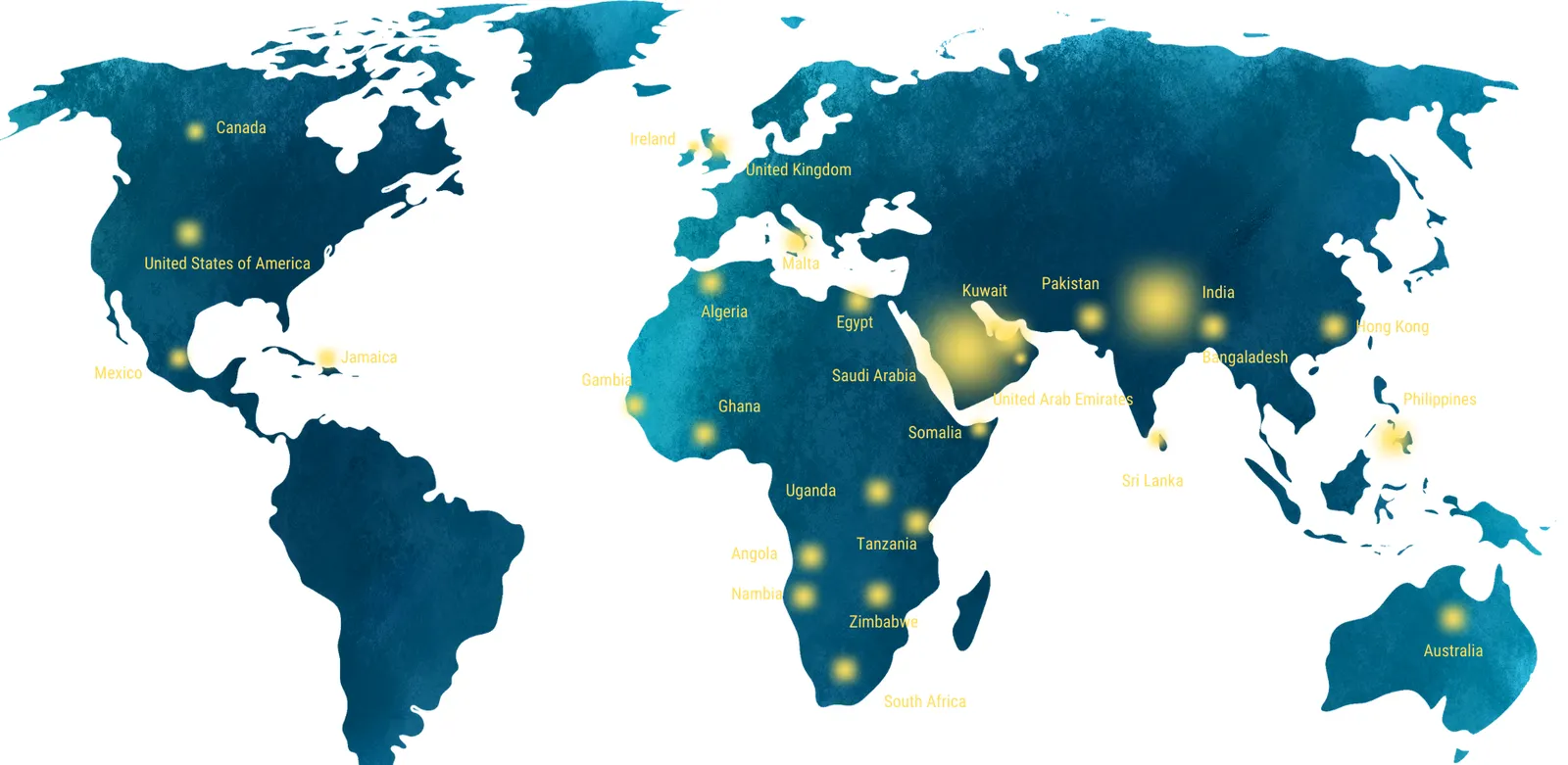 World map of 2025 course enrollments by country